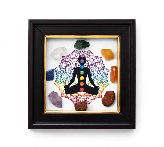 7 Chakra Crystal Healing Frame | Vastu & Wealth Decor for Home & Office | With 7 Natural Raw Crystals | Yoga & Meditation Sun point jewellers
