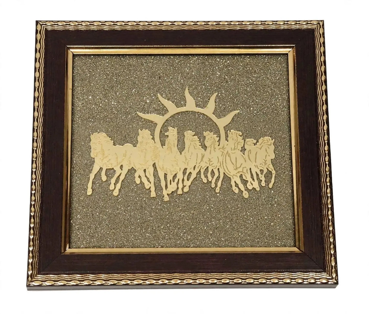 Original 7 Horse Pyrite Frame 6x6 Inch Price in Kolkata | Vastu 7 Ghode Frame for Wealth & Success - Sun Point Jewellers Sun point jewellers