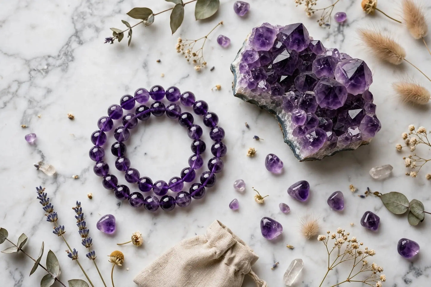 Original Amethyst Bracelet - Crystal for Stress Relief, Deep Sleep & Protection | Natural Purple Amethyst - Sun Point Jewellers Kolkata Sun point jewellers