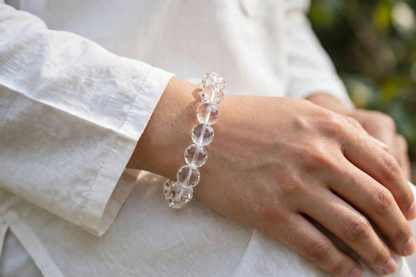 Original Sphatik Bracelet 8mm - Clear Quartz Crystal for Clarity, Peace & Focus | Natural Himalayan Sphatik for Men Women - Sun Point Jewellers Kolkata Sun point jewellers