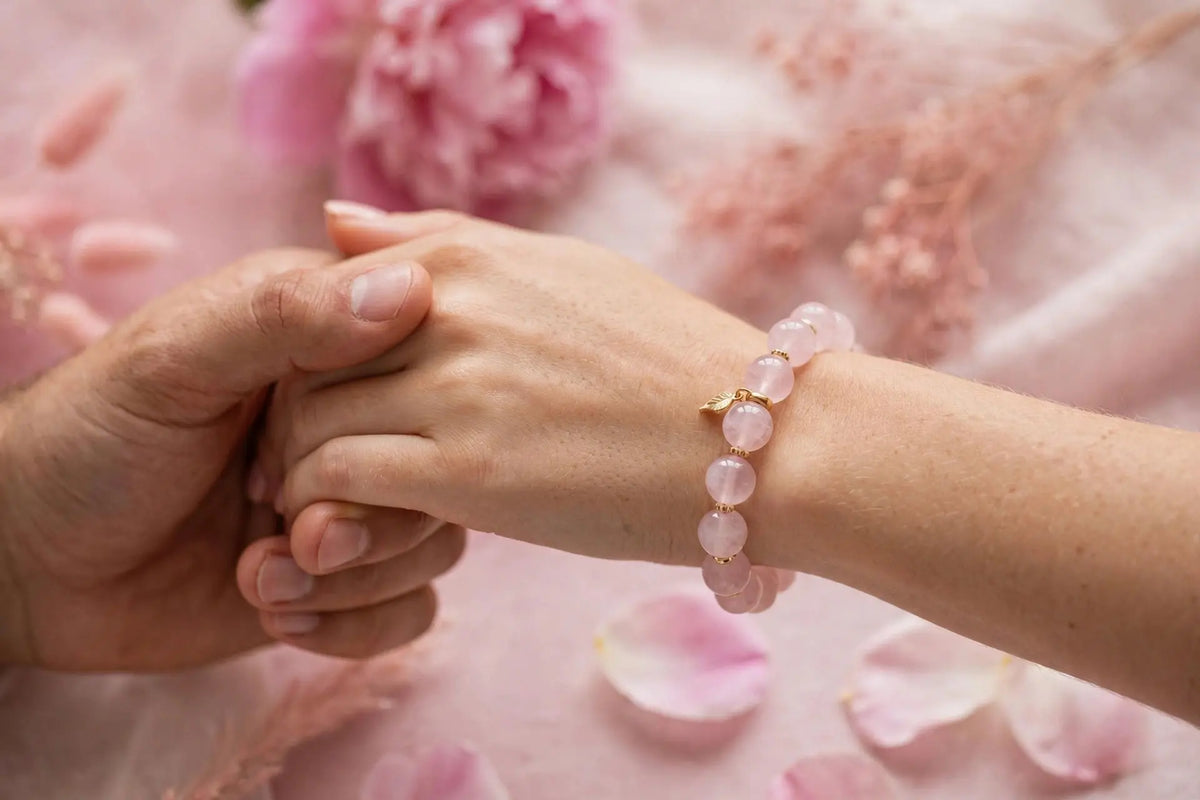 Original Rose Quartz Bracelet 8mm | For Love, Relationships & Marriage Harmony | Certified Sun point jewellers