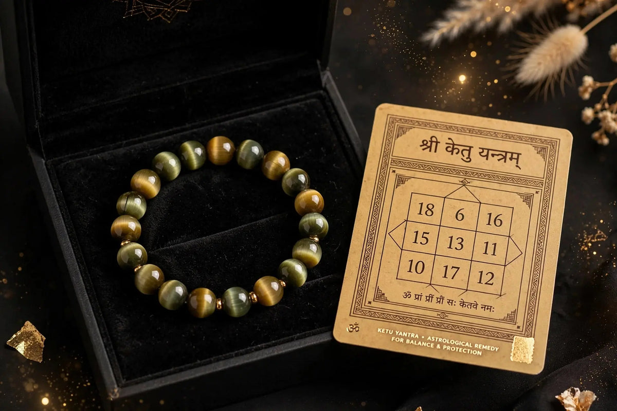 Original Cat's Eye Bracelet- Lehsunia Stone for Ketu Dosh, Protection & Wealth - Lab Certified Sun point jewellers