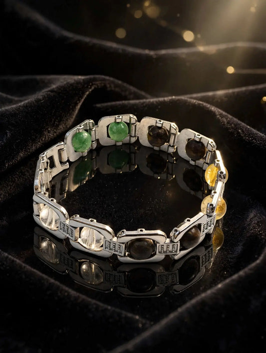Money Magnet Bracelet for Wealth & Prosperity - Original Citrine, Pyrite, Tiger Eye & Green Aventurine | Gold, Silver & Rose Gold Plated | Sun Point Jewellers Sun point jewellers