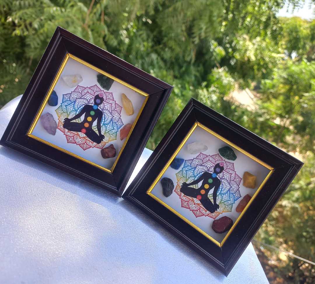 7 Chakra Crystal Healing Frame | Vastu & Wealth Decor for Home & Office | With 7 Natural Raw Crystals | Yoga & Meditation Sun point jewellers