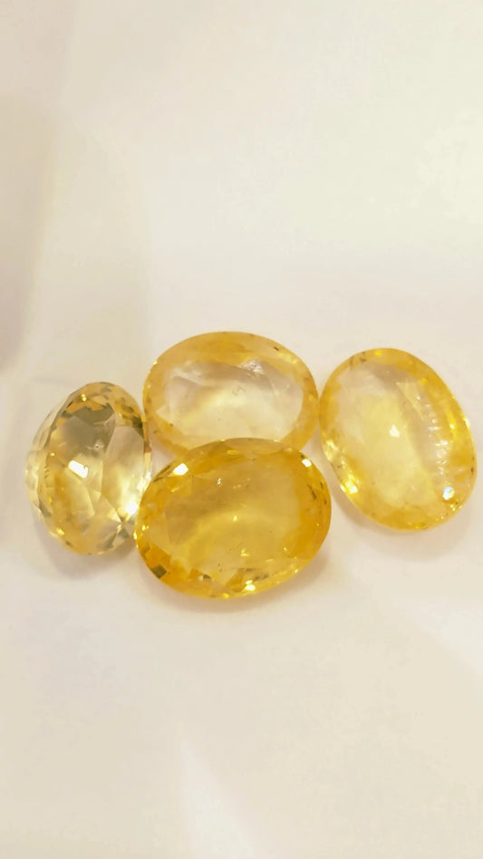 Original Ceylon Yellow Sapphire Pukhraj Stone Lot - 4 Pcs Natural Certified Pukhraj Price in Kolkata at Sun Point Jewellers