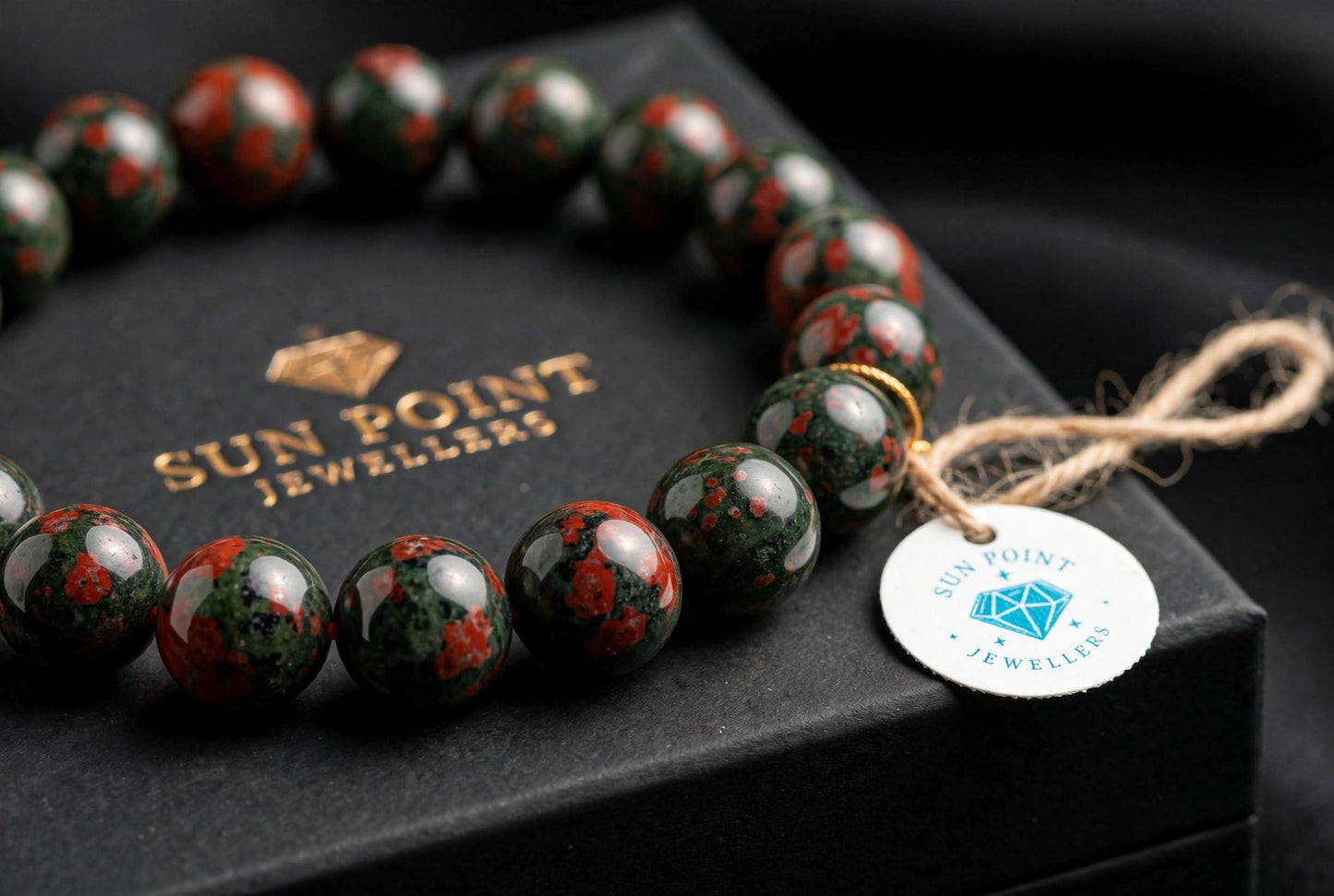 Original Certified Bloodstone Bracelet – 8mm Natural Heliotrope – Stone of Courage & Protection – Lab Certified | Sun Point Jewellers Sun point jewellers