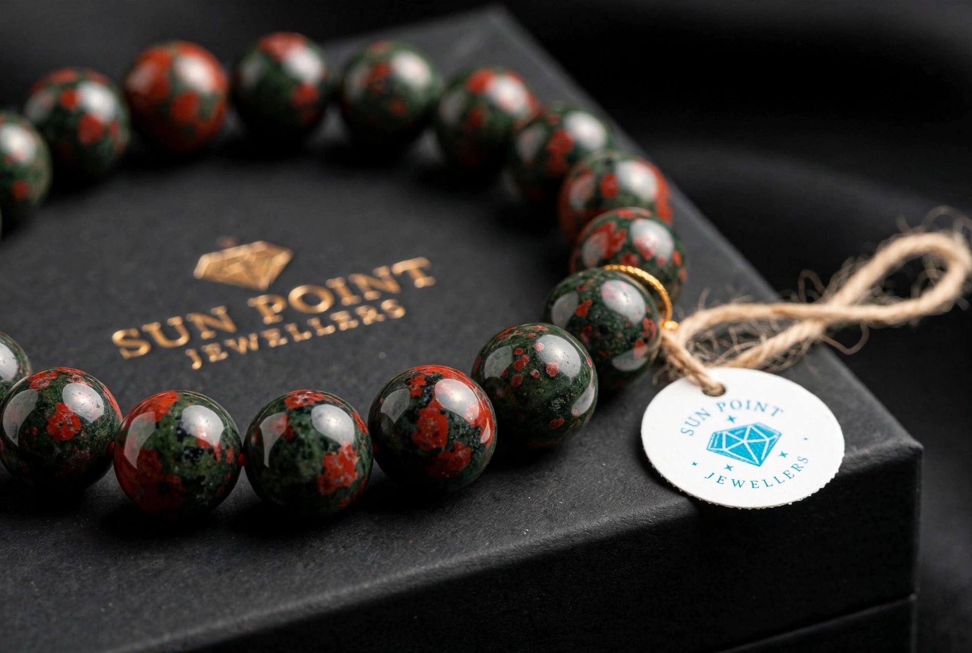 Original Certified Bloodstone Bracelet – 8mm Natural Heliotrope – Stone of Courage & Protection – Lab Certified | Sun Point Jewellers Sun point jewellers