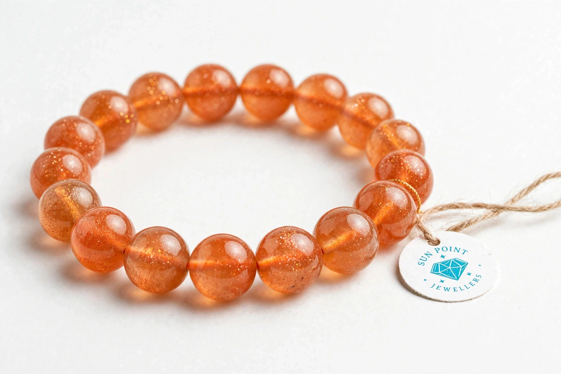 Original Certified Sunstone Bracelet - Clean Premium Quality - Stone of Sun, Leadership & Success | Sun Point Jewellers Kolkata Sun point jewellers