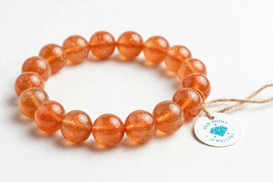 Original Certified Sunstone Bracelet - Clean Premium Quality - Stone of Sun, Leadership & Success | Sun Point Jewellers Kolkata Sun point jewellers