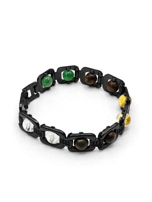 Money Magnet Bracelet for Wealth & Prosperity - Original Citrine, Pyrite, Tiger Eye & Green Aventurine | Gold, Silver & Rose Gold Plated | Sun Point Jewellers