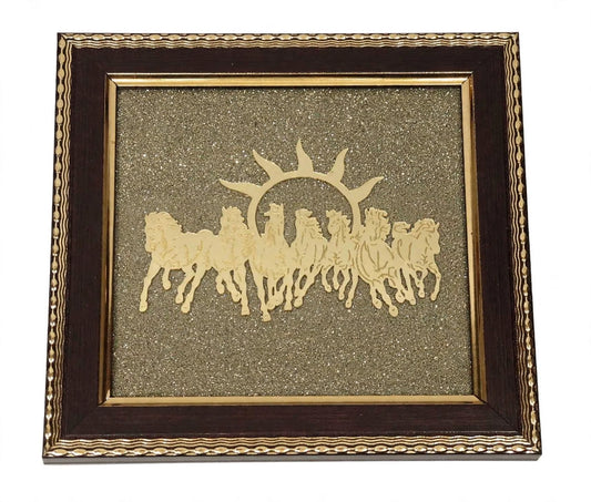 Original 7 Horse Pyrite Frame 6x6 Inch Price in Kolkata | Vastu 7 Ghode Frame for Wealth & Success - Sun Point Jewellers Sun point jewellers