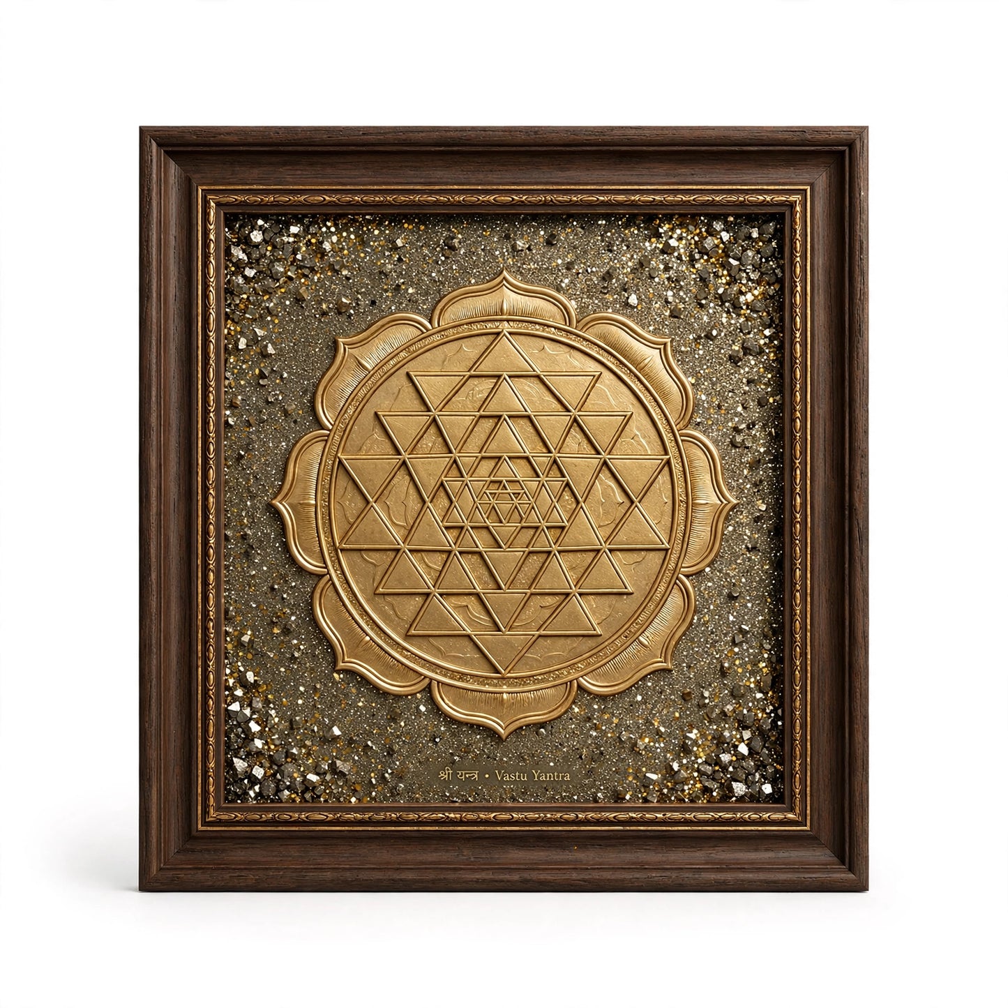 Original Pyrite Shree Yantra Frame 9x9 Inch - Vastu for Wealth, Maa Laxmi Blessings & Business Growth | Sun Point Jewellers Kolkata Sun point jewellers