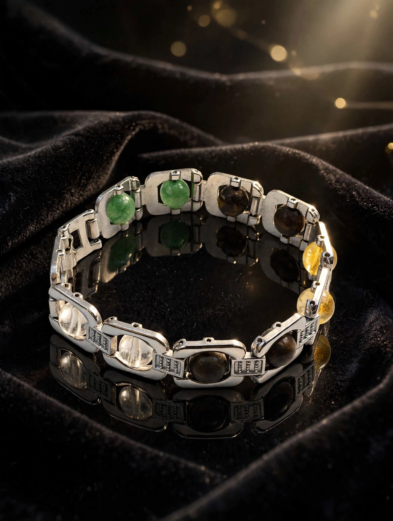 Money Magnet Bracelet for Wealth & Prosperity - Original Citrine, Pyrite, Tiger Eye & Green Aventurine | Gold, Silver & Rose Gold Plated | Sun Point Jewellers Sun point jewellers