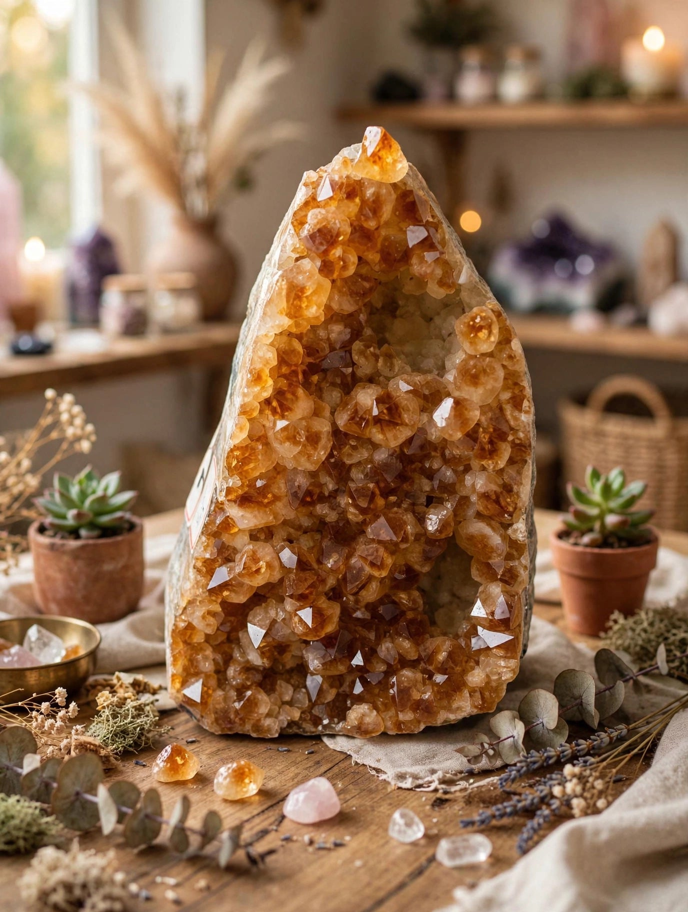 Natural Citrine Cluster Tower - Original Brazilian Citrine Geode for Vastu Wealth Corner Office Desk | Sun Point Jewellers Since 1980 Sun point jewellers