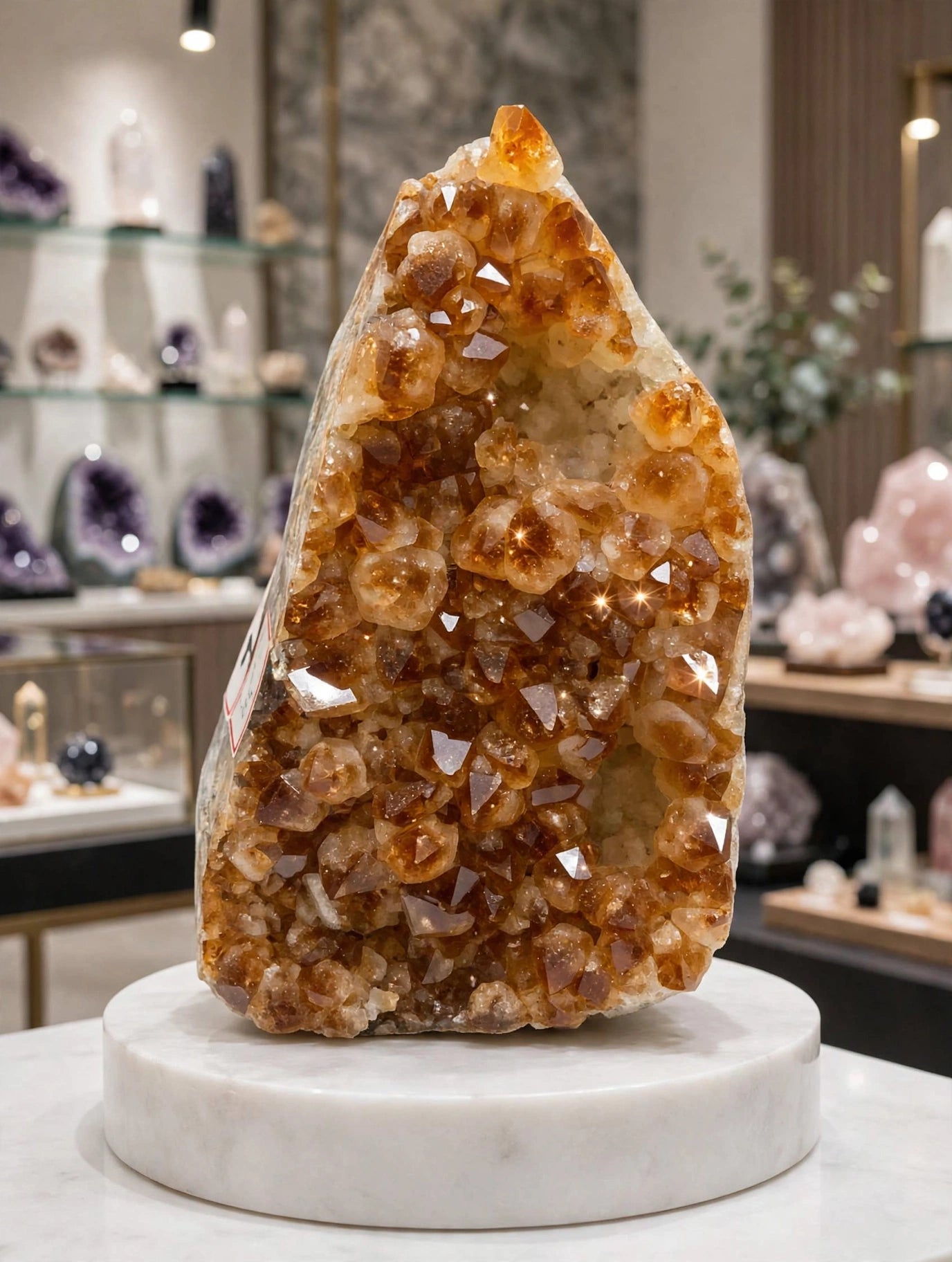 Natural Citrine Cluster Tower - Original Brazilian Citrine Geode for Vastu Wealth Corner Office Desk | Sun Point Jewellers Since 1980 Sun point jewellers