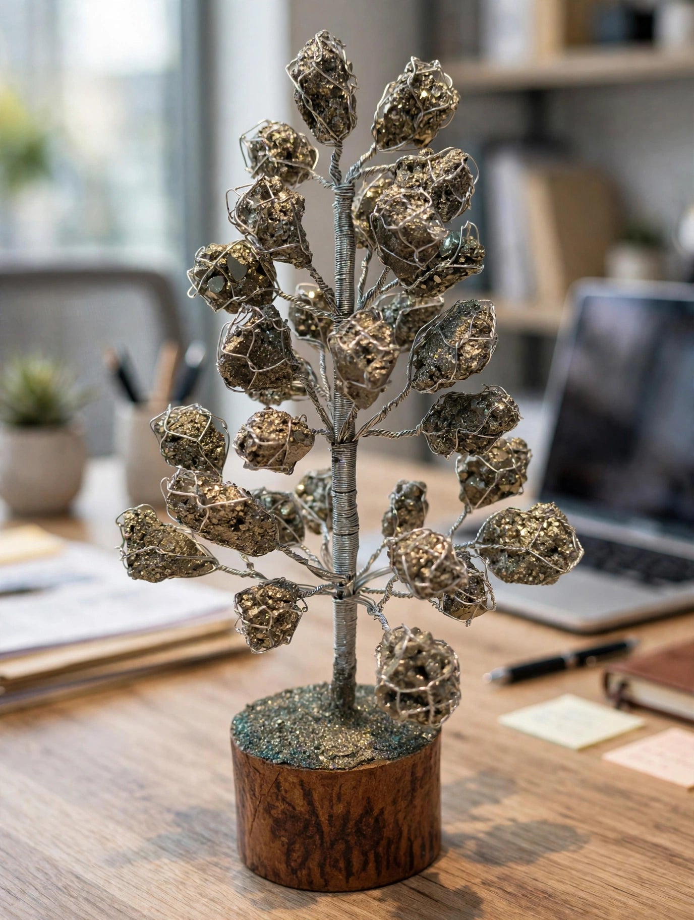 Original Pyrite Money Tree – 30 Beads Money Magnet Tree for Wealth, Business Growth & Prosperity | Sun Point Jewellers Since 1980 2 Sun point jewellers