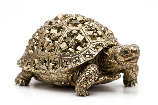 Original Vastu Pyrite Tortoise Kachhua - Natural Golden Pyrite Stone Front View - Sun Point Jewellers