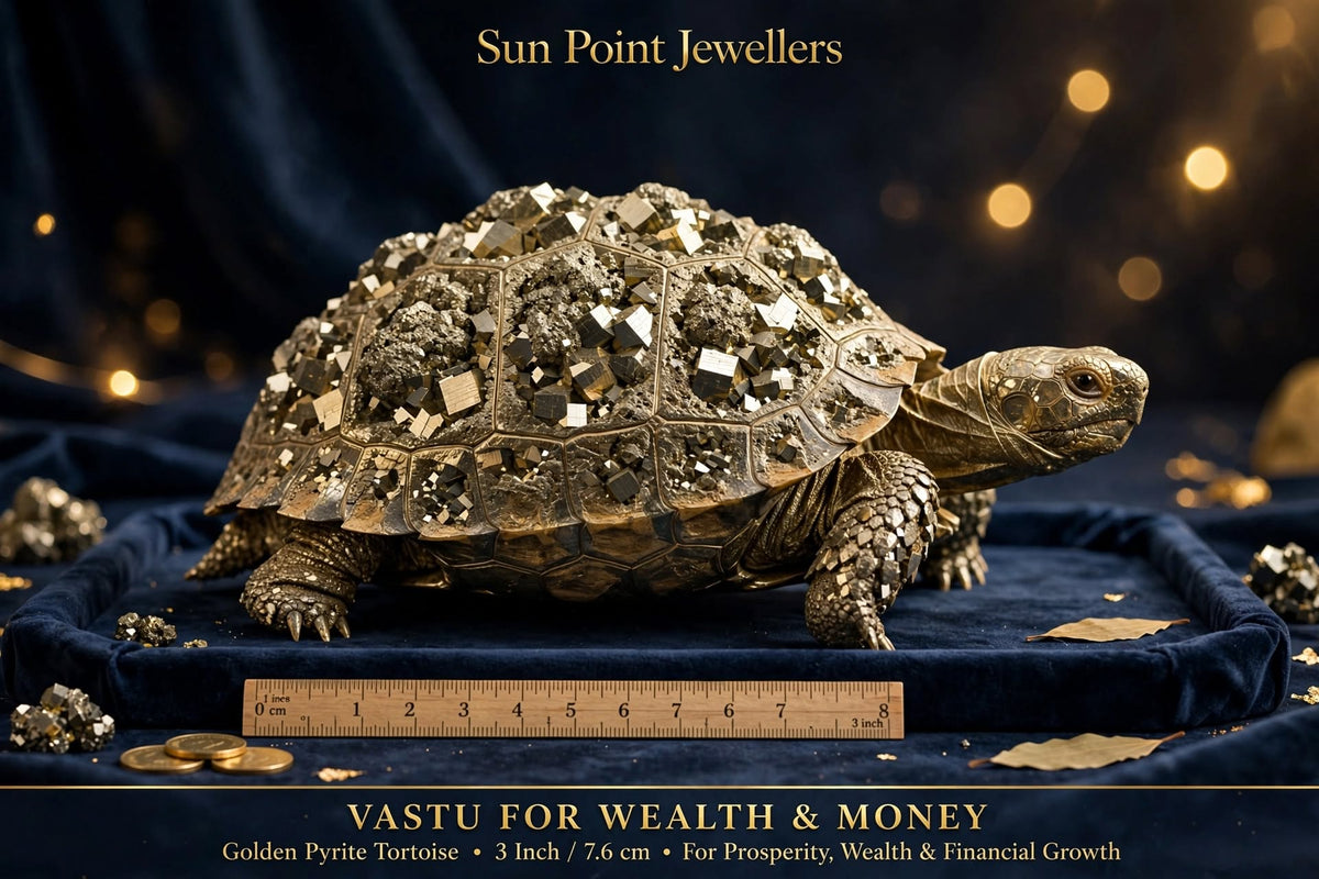 Original Vastu Pyrite Tortoise Kachhua - Natural Golden Pyrite Stone - Sun Point Jewellers