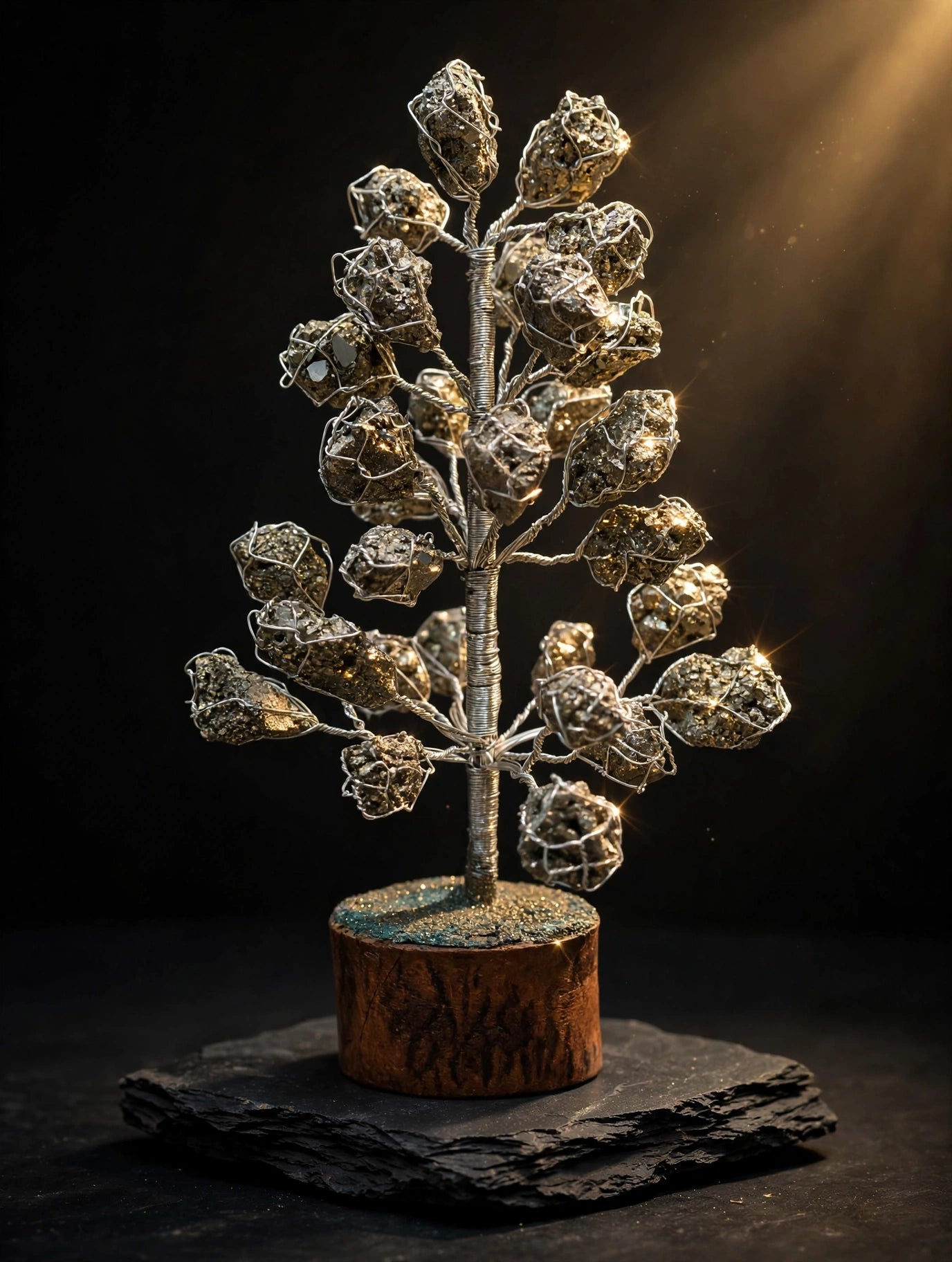 Original Pyrite Money Tree – 30 Beads Money Magnet Tree for Wealth, Business Growth & Prosperity | Sun Point Jewellers Since 1980 2 Sun point jewellers