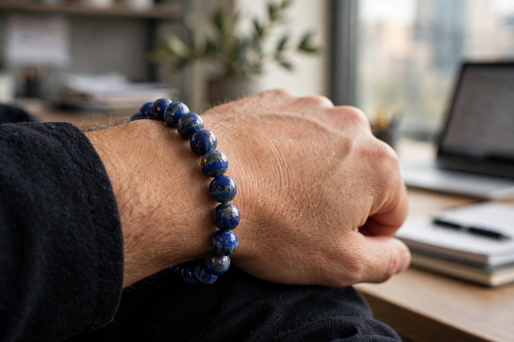 Original Lapis Lazuli Bracelet 8mm – Certified Natural Stone for Wisdom & Focus Meta Sun point jewellers