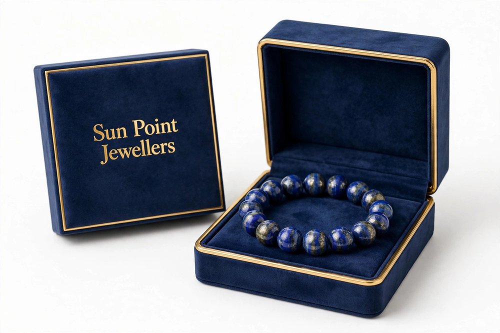 Original Lapis Lazuli Bracelet 8mm – Certified Natural Stone for Wisdom & Focus Meta Sun point jewellers